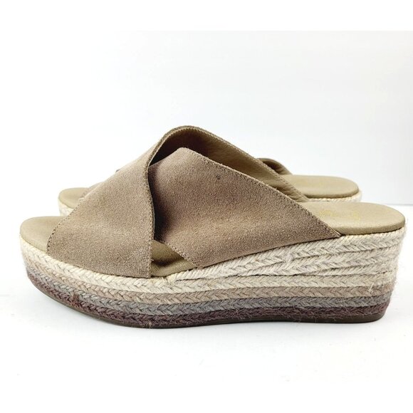 Anthropologie Paseart Tan Cross Band‎ Suede Espadrilles - Size 38 - Picture 4 of 7